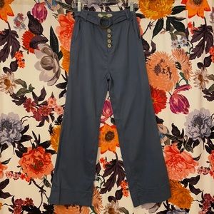Anthropologie Button Fly Wide Leg Trouser
